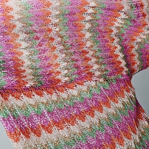 Mango Pink Sheer Multicolored Striped Button Front Cardigan Coquette Girl Dainty - Picture 6 of 14